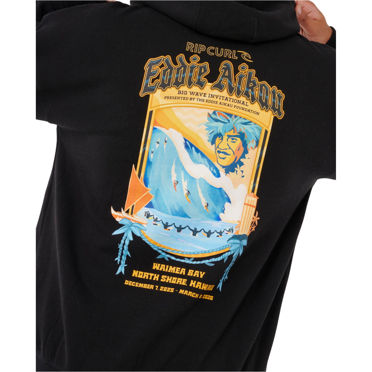 2025 Rip Curl Eddie Would Go Poster Hoodie Til Mænd 0ADMFL - Black